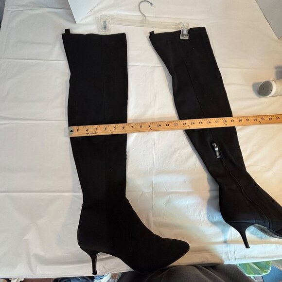 Bershka Boots Women's Size 39 US 8.5 Over-The-Knee Black Heeled Boots Faux Suede - Picture 10 of 11